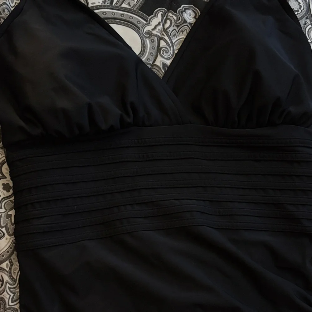 Aqua Green Black One Piece Swimsuit - Picture 5 of 7